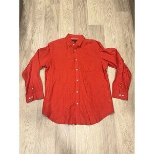 Banana Republic Red Orange Linen Long Sleeve Shirt Mens L